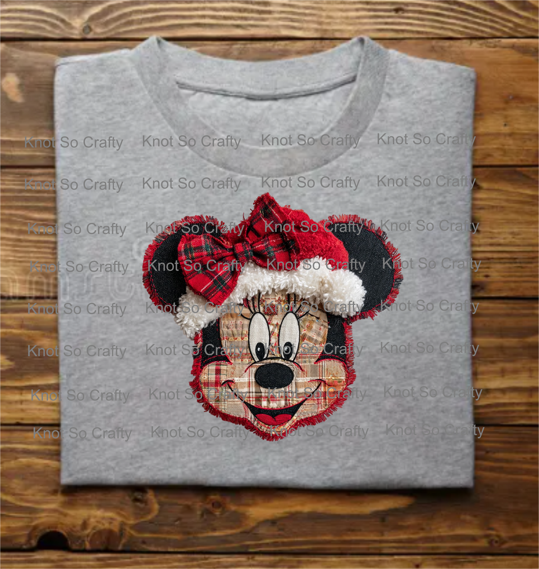 12409- girl mouse patchwork - christmas