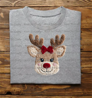 12413 - faux yarn girl reindeer