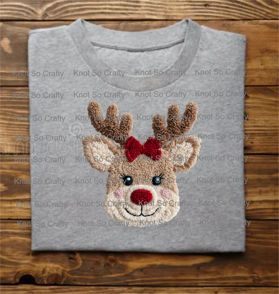 12413 - faux yarn girl reindeer