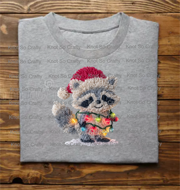 12424 -  faux yarn christmas raccoon