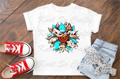 turquoise cow sunflower <4847>